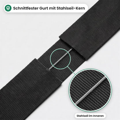Schnittfester Gurt der Expandura Safe mit Stahlseil-Kern